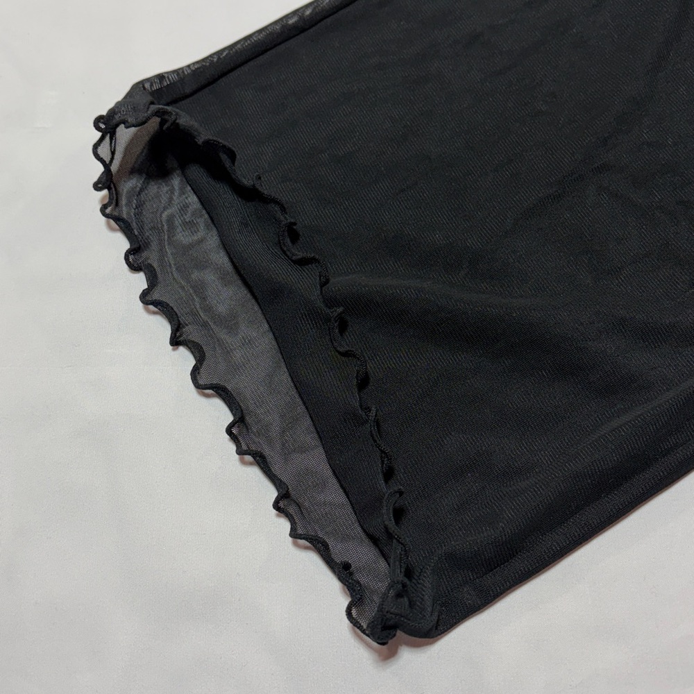 Girls Art Class Black Mesh Wide Leg Pants Lettuce Hem Sheer Trendy Size L 10/12 - Picture 7 of 8